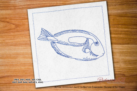 Reviewing Blue Tang Fish Lineart for Embroidery
